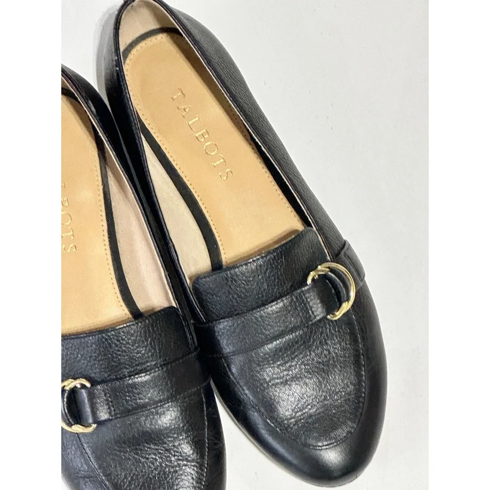 Talbots Black Leather Buckle Loafer Shoes Size 6.5N Career Office Capsule Fall